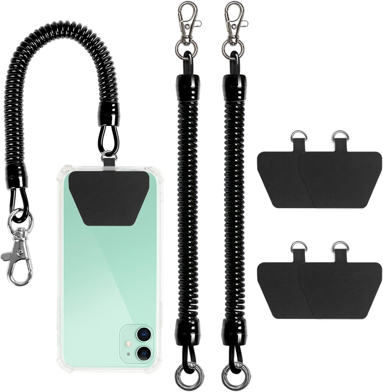 Cell Phone Lanyard, 2 Pack Phone Tether with 4 Pcs Detachable Fabric Pad and Ext