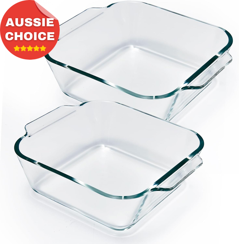 6x6 Baking Pan Glass Bakeware Set 2 Pack Square Casserole Lasagna Brownies