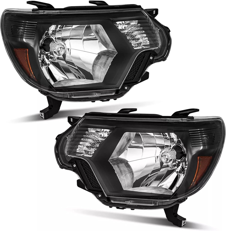 Headlight Assembly for 2012 2013 2014 2015 Toyota Tacoma Black Housing Amber