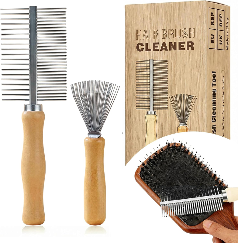 Hair Brush Cleaner Tool, Comb Cleaning Brush with Bamboo Handle | Premium Hairbr