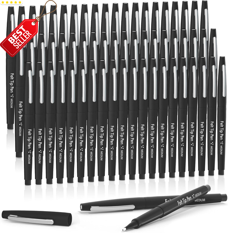 Felt Tip Pens 60 Black 0.7Mm Medium Point Journaling Writing US
