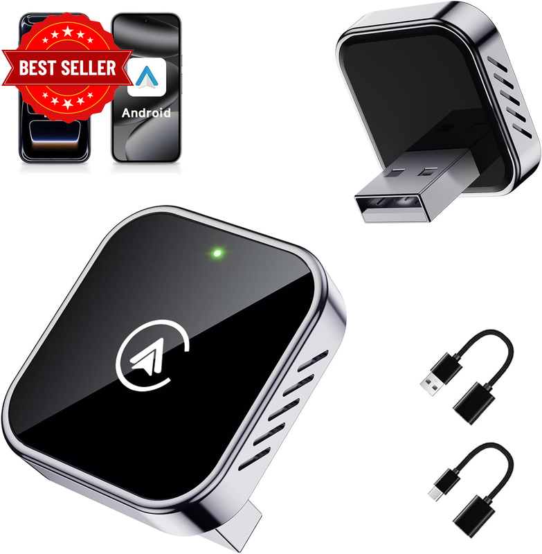 2-In-1 Ultra-Mini Wireless Carplay Adapter for Iphone & Android Fast