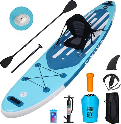 11FT Stand Up Paddle Board Inflatable SUP Surfboard Complete Kit with Kayak Seat