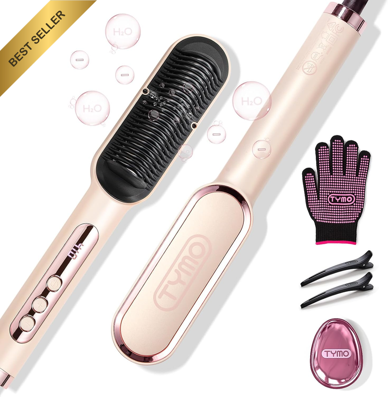 Ring Plus 2-in-1 Ionic Hair Straightener Brush & Iron with Nano Titanium Coating