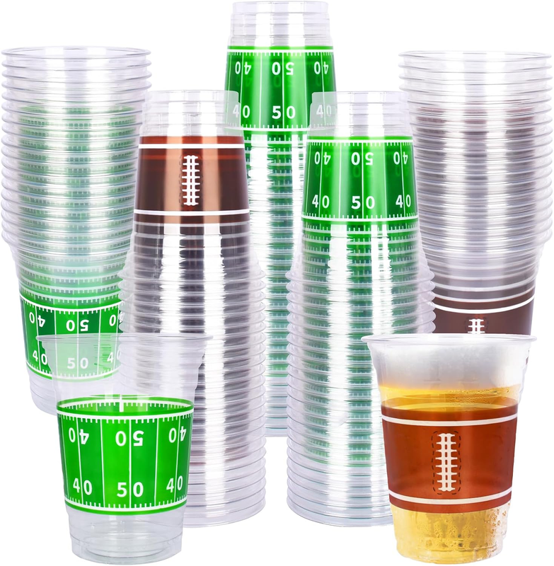100pcs 16oz Football Plastic Cups Disposable Party Favors for ...