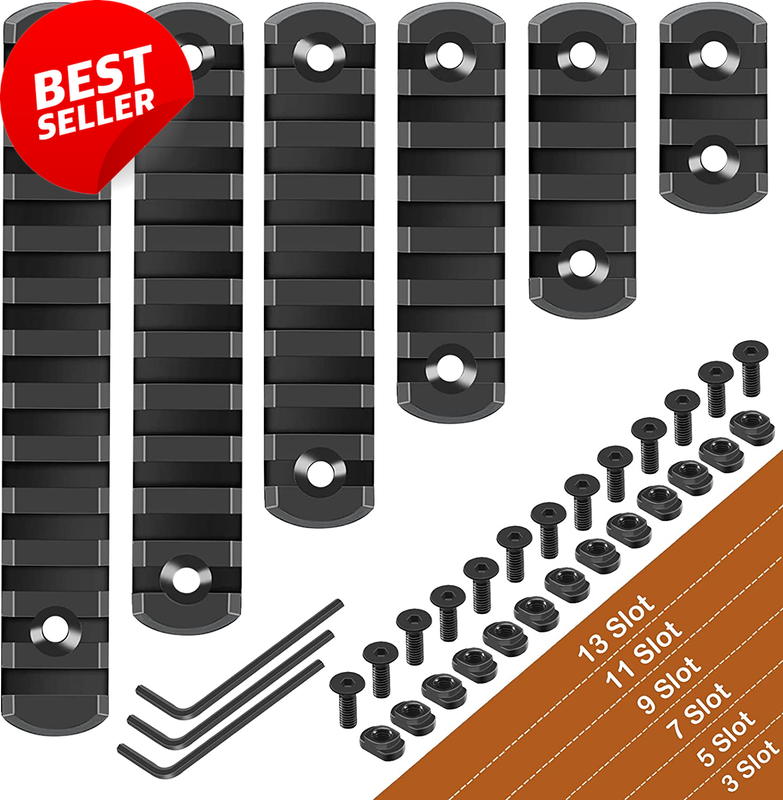 Single Picatinny Rail for M-LOK,3-13 Slot,Aluminum,T-Nuts,Screws,Allen Wrenches