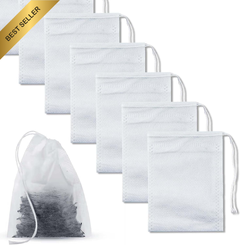 Empty Tea Bags Reusable for Loose Tea, Soup and Spices 100 Pcs | Brewing Tea, Ba
