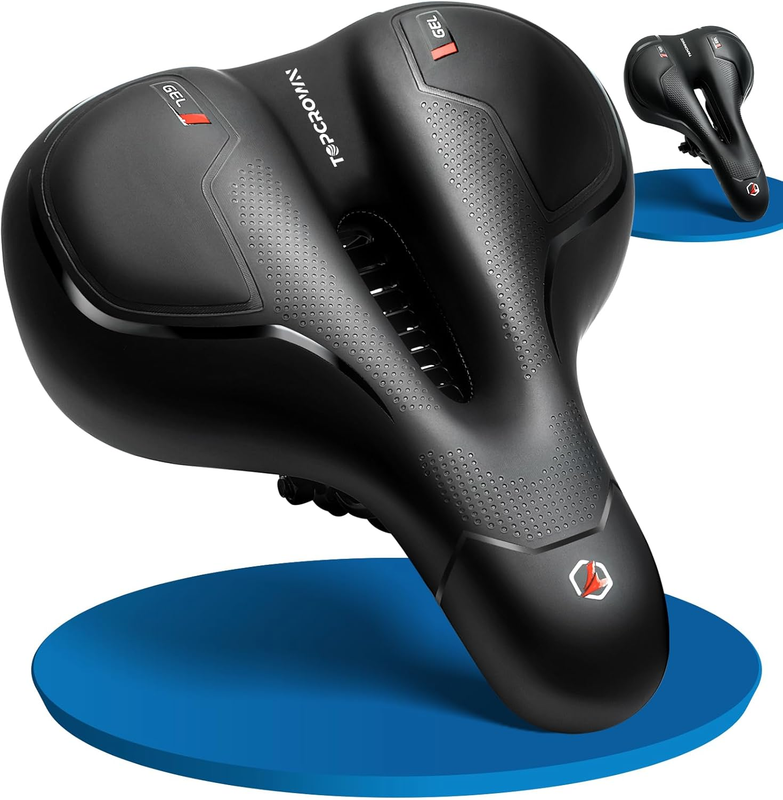 Comfort Bike Seat Wide Memory Foam Bicycle Saddle Cushion Dual...