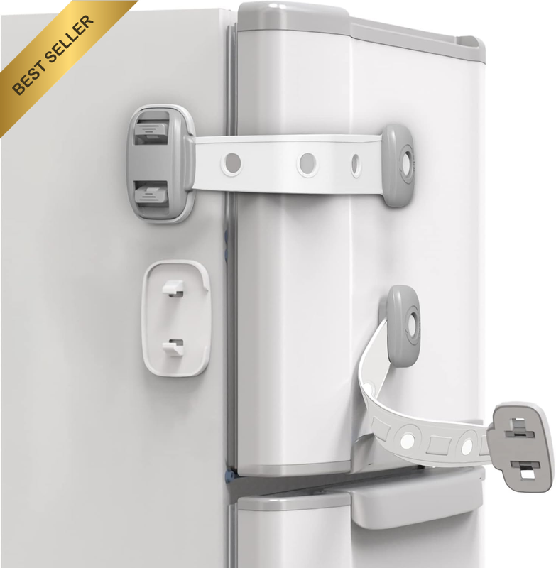 Fridge Locks, Refrigerator Door Lock, Child Proof Safety Cabinet Lock with Adhes