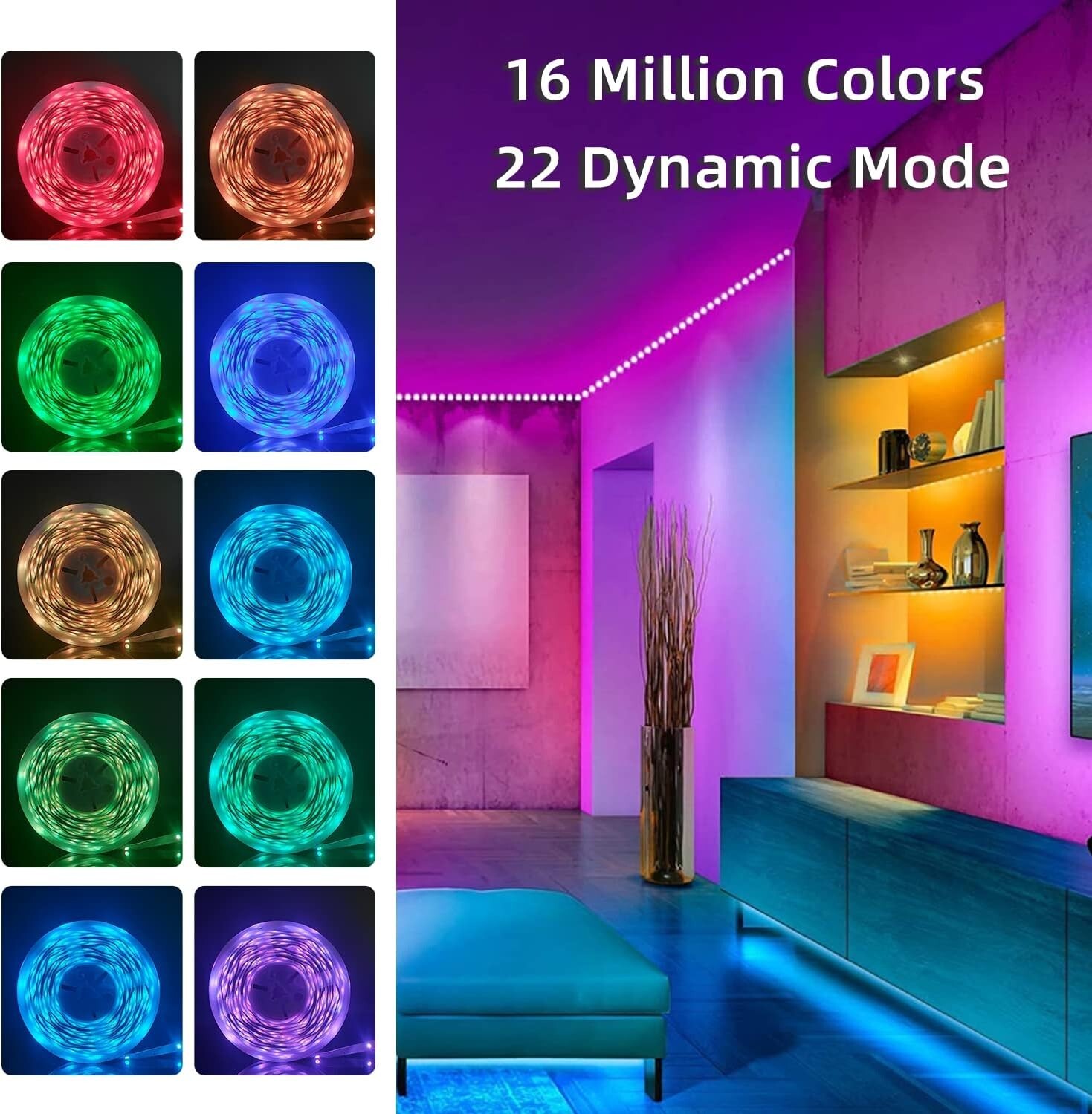 100Ft LED Strip Lights, Smart Light with App Remote Control, RGB LED Lights for