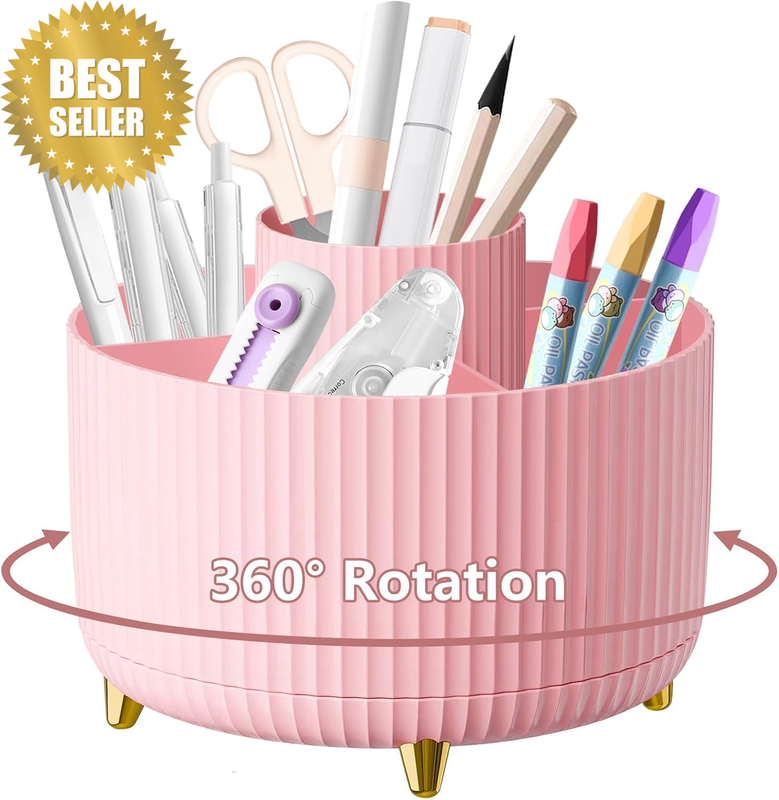 360° Rotating Makeup Brush Organizer, 15Cm Large Capacity Cosmetic Storage Caddy