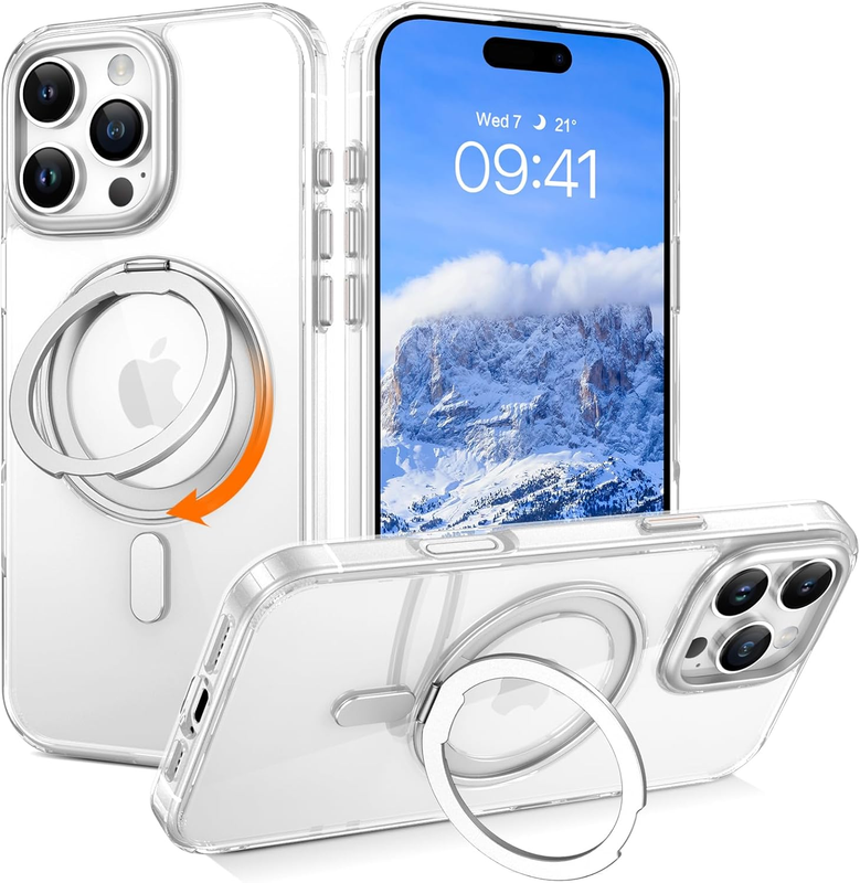 iPhone 16 Pro Max Case - MagSafe Compatible, 360° Rotatable Ring Stand, Slim Sho
