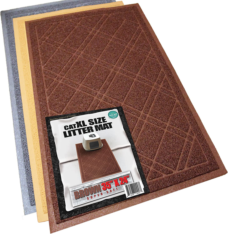 Iprimio Cat Litter Box Mat 35x24 Brown | Cat Litter Trapping Mat, Mesh Mat Catch