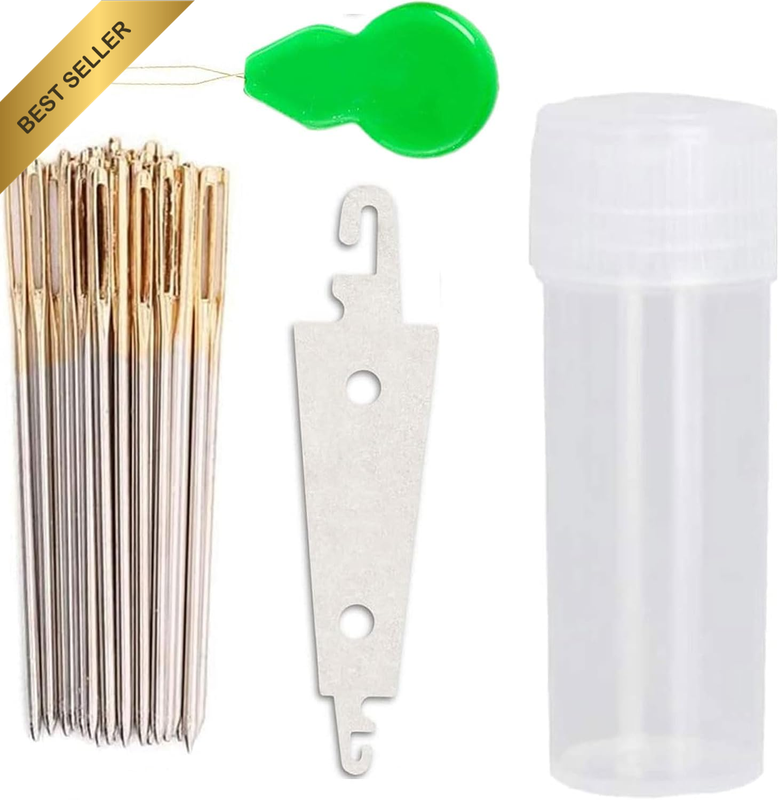 100Pcs Cross Stitch Needles Large Eye Hand Sewing Needles with 2 Needle Threader