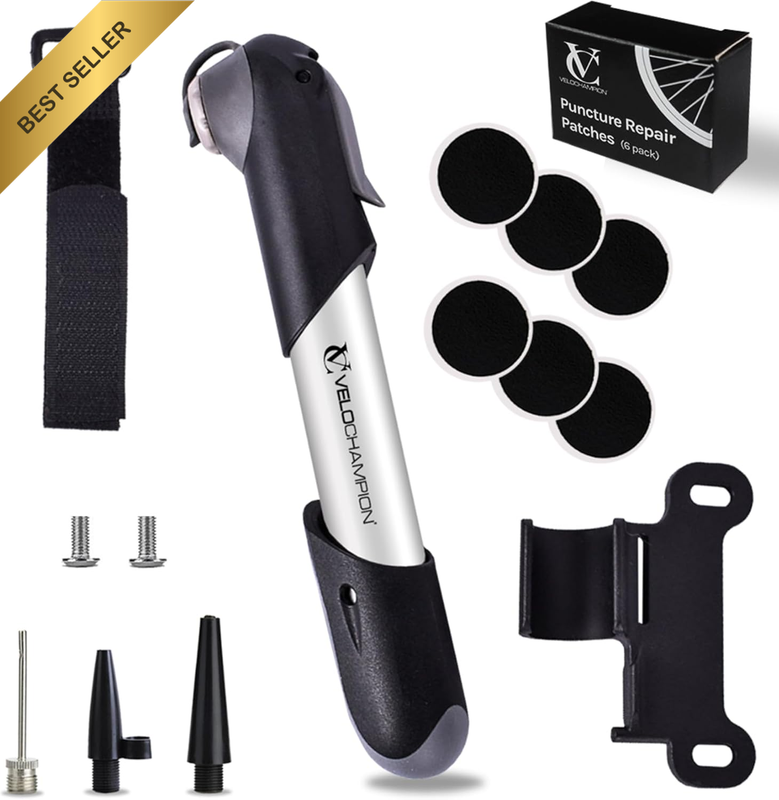 Mini Bike Pump Frame Mount Portable Compact Alloy Bicycle Presta Schrader Dunlop