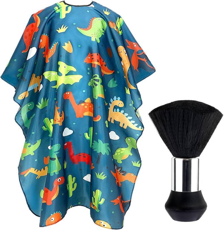 Kids Hair Cutting Cape,Professional Kids Barber Cape and Neck Duster Brush Carto