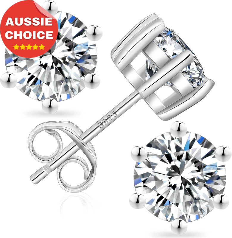 Moissanite Stud Earrings 14K Gold Lab Created VVS1 D Color Hypoallergenic