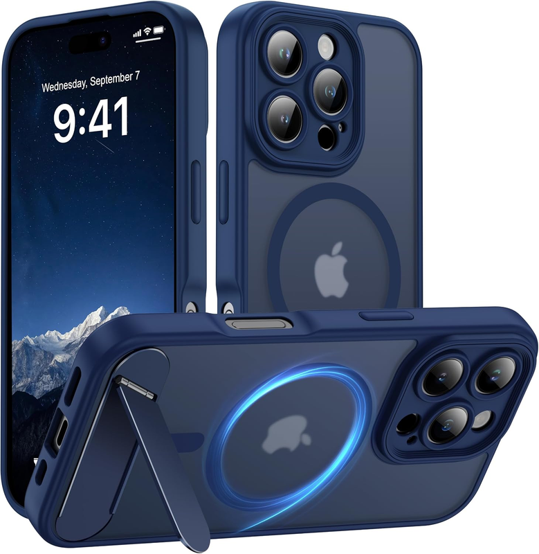 Magnetic Compatible with Iphone 16 Pro Case, [Built-In Kickstand][Full Camera Pr