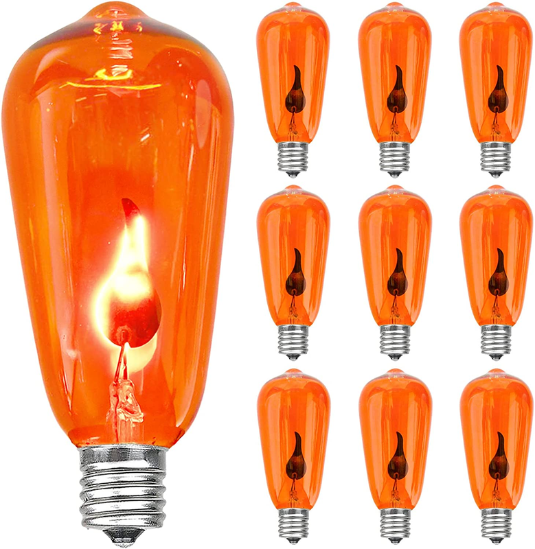 Halloween Flicker Flame Light Bulbs, ST40 Orange Replacement Bulbs, Edison Bulbs