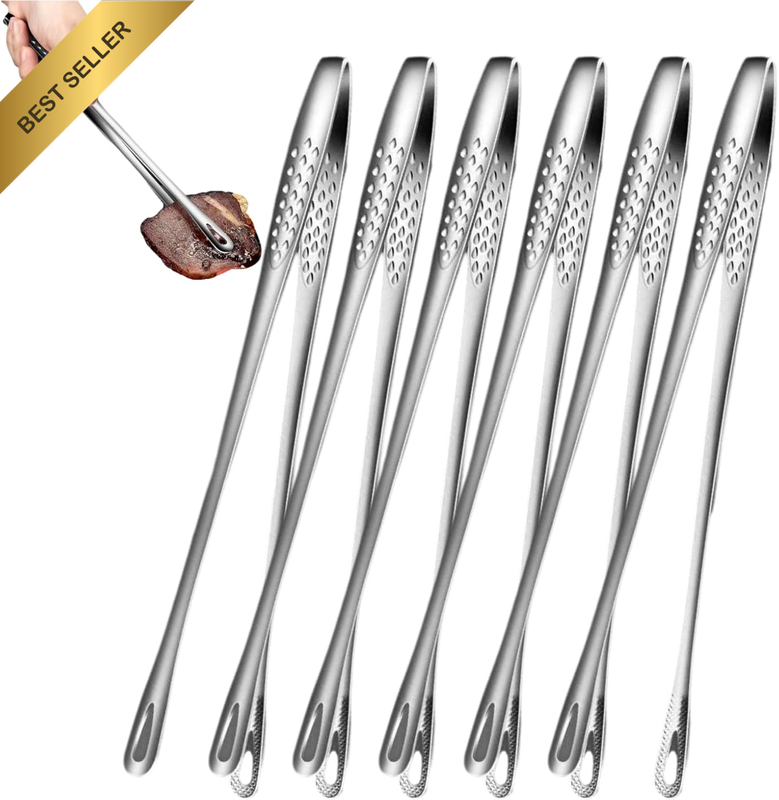 6 Pcs 11 Inches Stainless Steel Korean BBQ Grill Tongs Japanese Barbecue Tongs f