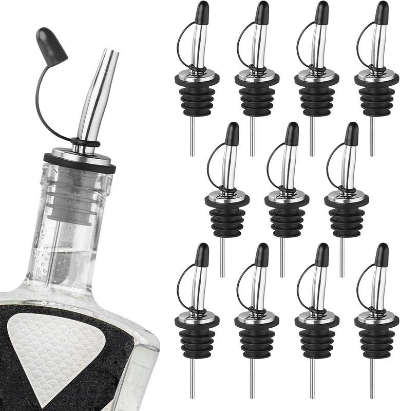 12PCS Liquor Pour Spout - Stainless Steel Pour Spouts for Liquor Bottles, Speed