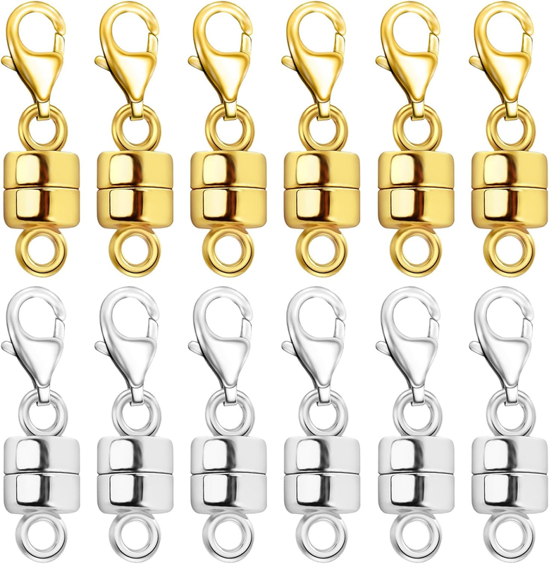 Magnetic Necklace Clasp with Lobster Clasp 18K Gold and Silver Magnetic Jewelry