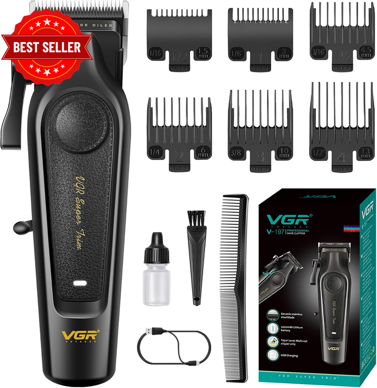 197 Professional Hair Clippers for Men, Cordless & Corded Barber Clippers with C