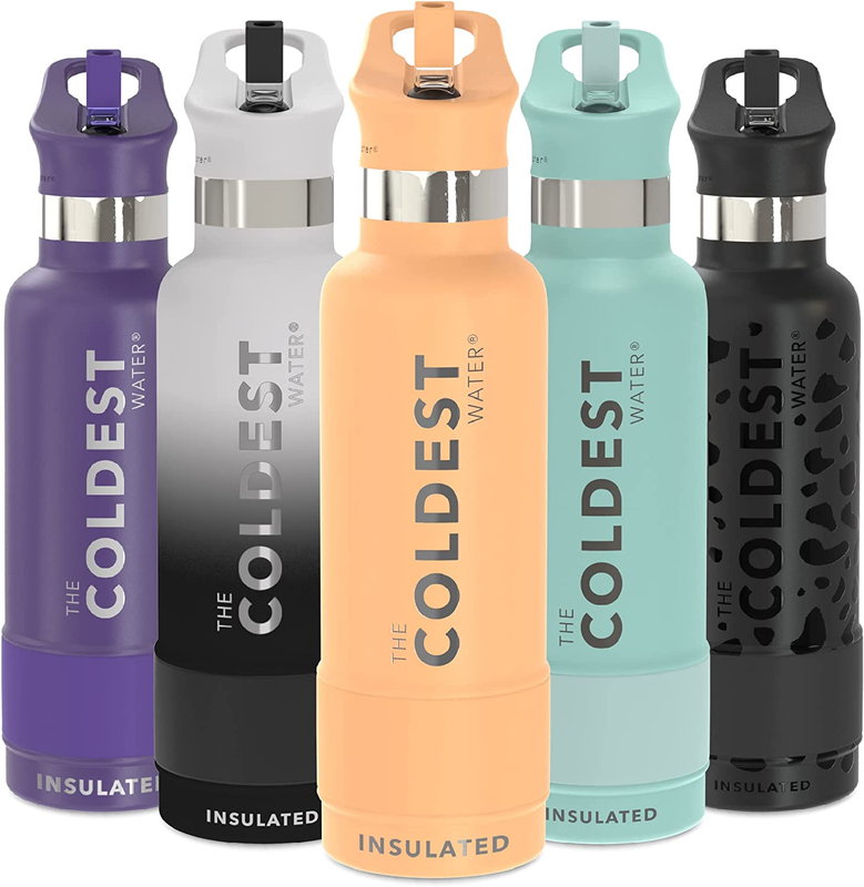 Coldest Water Bottle with Standard Mouth Straw Lid Metal Thermos Vacuum Insulate