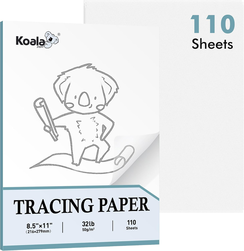 110 Sheets Tracing Paper 8.5X11 Inch White Translucent Paper for Tracing, 32Lb/5