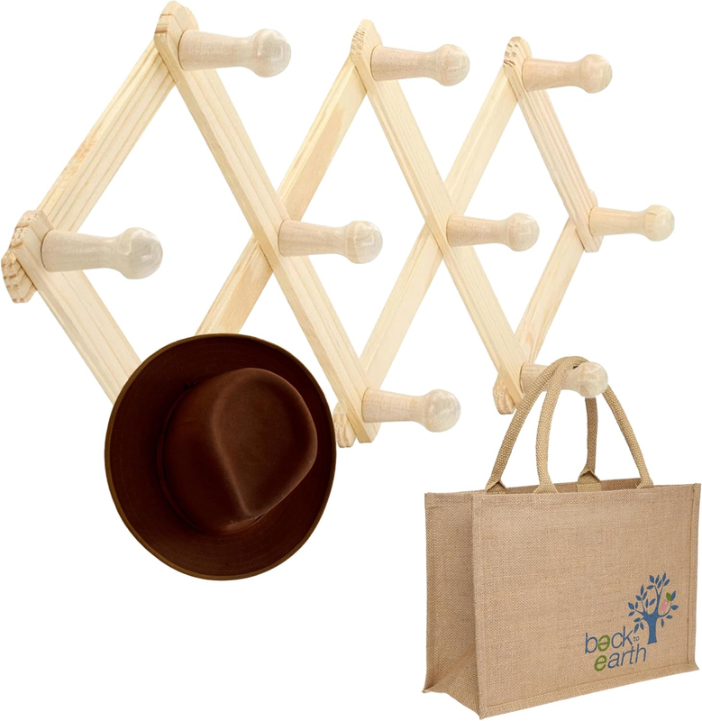 RAM-PRO Accordion Style Wood Expandable Rack Hat, Cap, Belt, Umbrella Coffee Mug