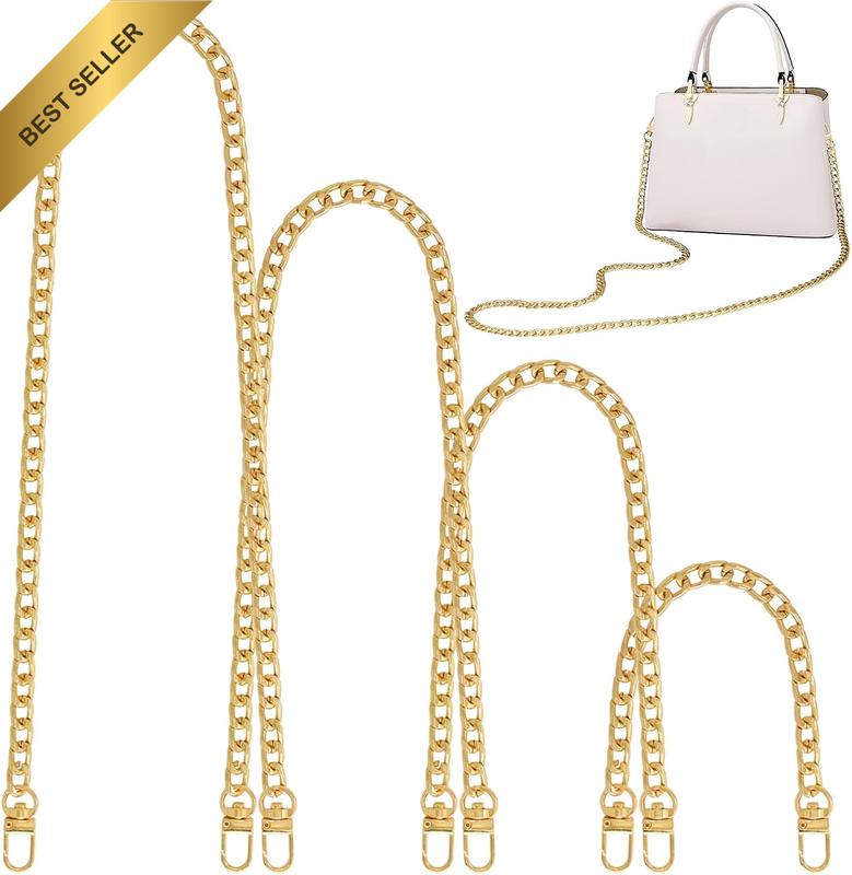 Flat Purse Chain Strap Crossbody Bag Replacement Strap with Metal Buckles, 4 Siz