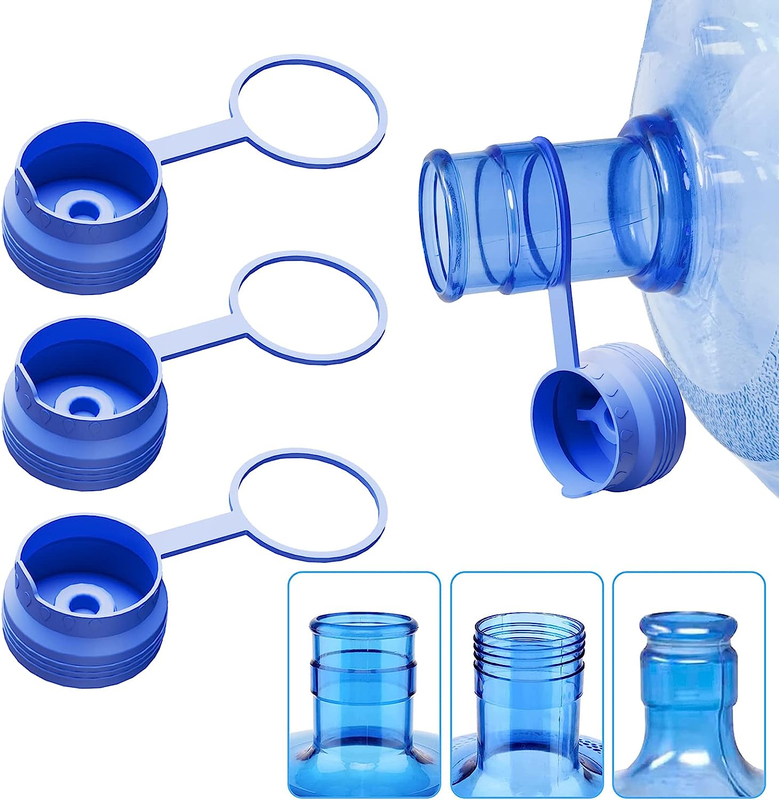 3 Pack Reusable 5 Gallon Water Jug Caps, Leak Proof Bottle Lids (55mm)