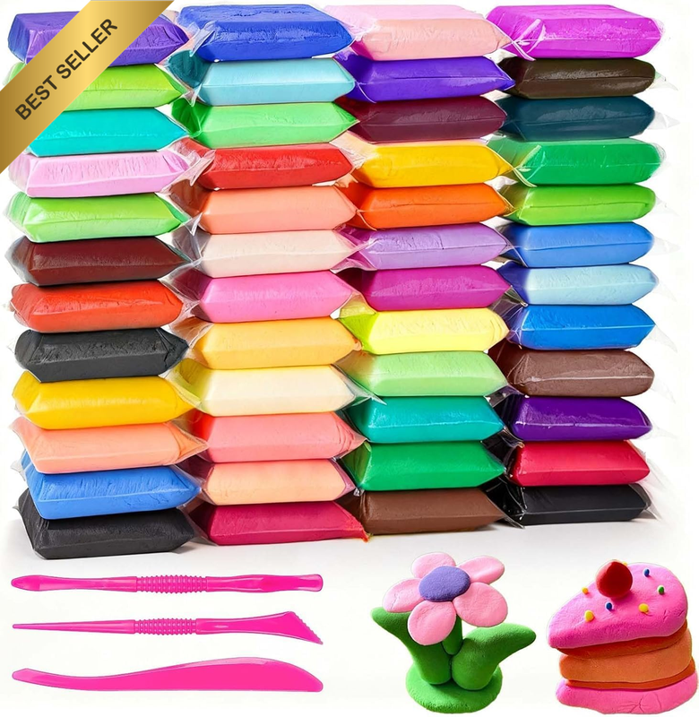 Adult Air Dry Modeling Clay Set 56 Colors Sculpting Material Kit with Tools and