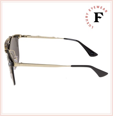 Pre-owned Prada Ornate Shield Brow Bar Sunglasses Jewel 53u Gold Black Pr53us Authentic In I8n-5s0
