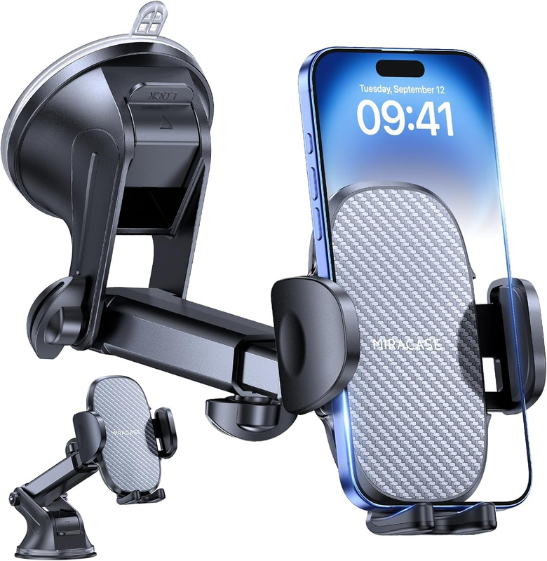 3-in-1 Cell Phone Holder for Cars Dashboard Windscreen Desk, Car Phone Holder Mo