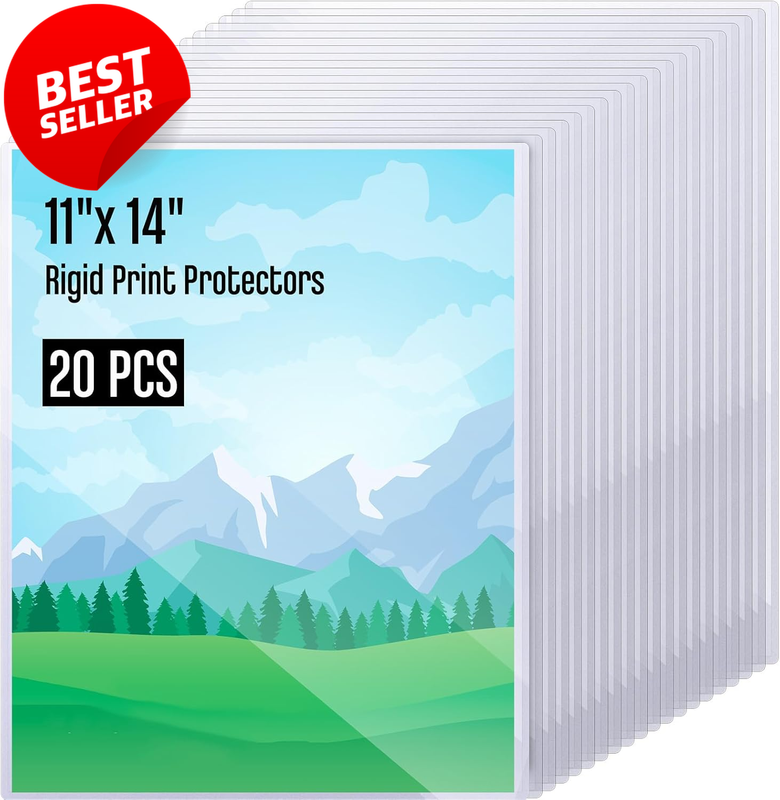 Henoyso 20 Pack 11x14 Rigid Print Protectors PVC Hard Plastic Photo Sleeves - US