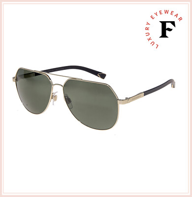 Pre-owned Dolce & Gabbana Basalto 2133 Black 18k Gold Plated Polarized Sunglasses Dg2133k In Green