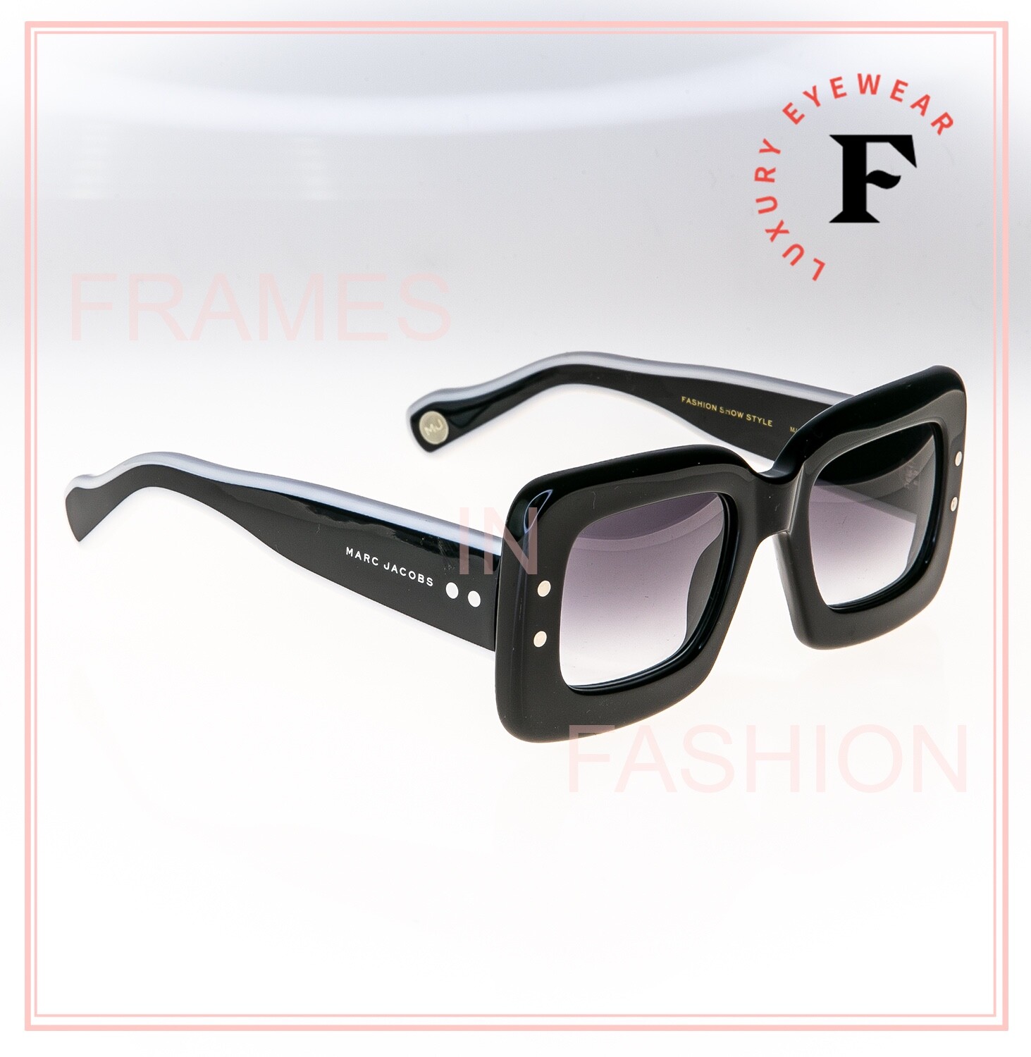 Pre-owned Marc Jacobs 501 Fashion Show Style White Black Stripe Line Mj501s Sunglasses In Gray