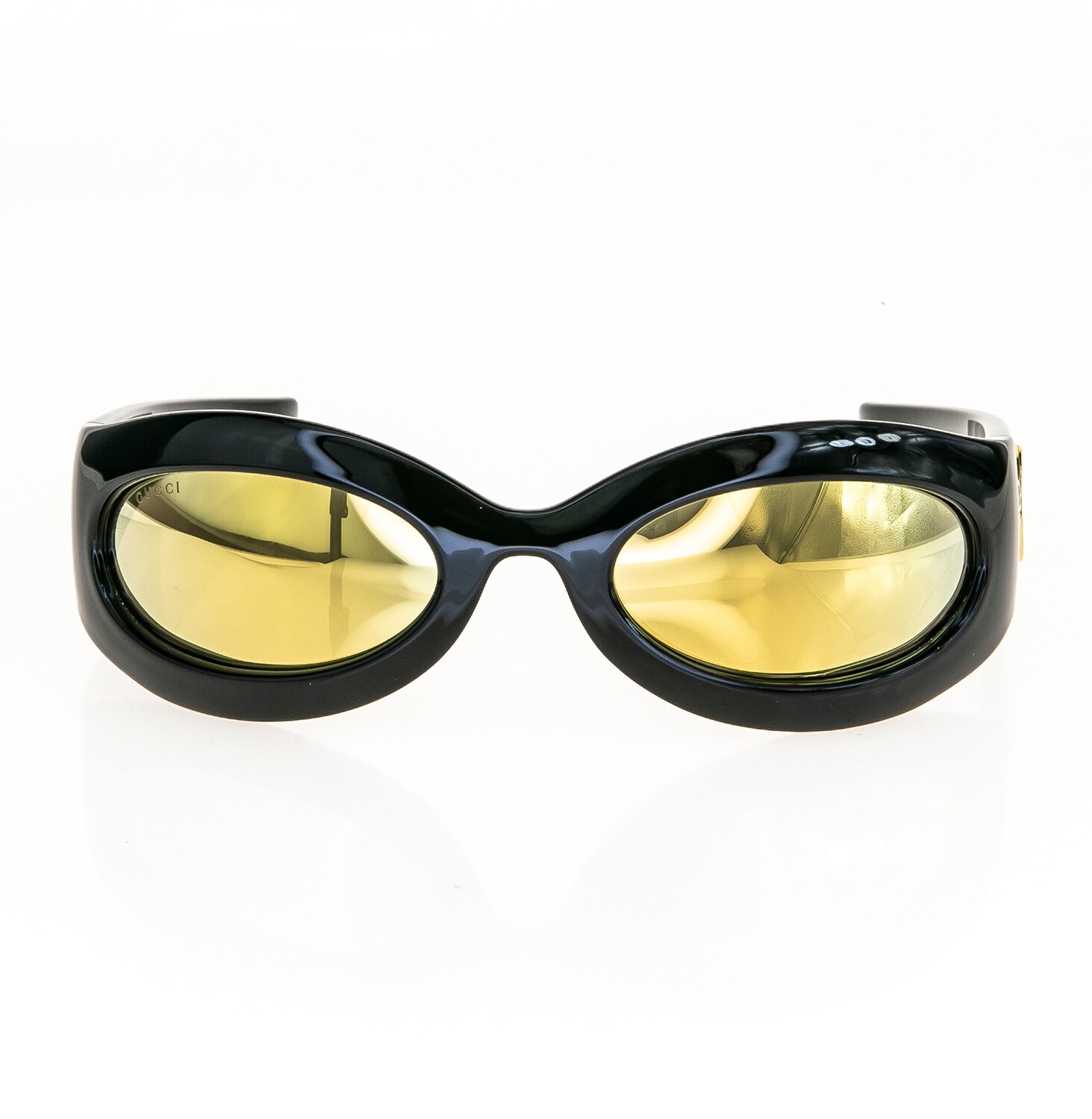 Pre-owned Gucci Love 11124765 Black Gold Wrap Ninja Unisex Mirror Sunglasses Gg1247s 003