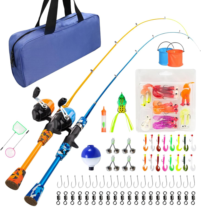 Kid Fishing Pole,Small Fishing Pole and Reel Combo Portable 