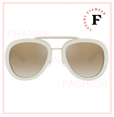 Pre-owned Miu Miu Collection 05v White Gold Mirrored Crystal Bar Sunglasses Mu05vs Women In Vag-168