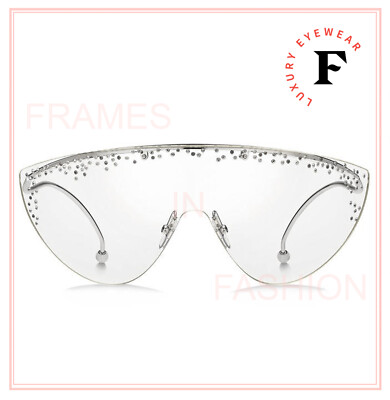 Pre-owned Givenchy Ariana 7152 Silver Mirror Crystal Mask Runway Unisex Gv7152s Sunglasses In Hkt2y