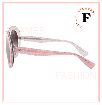 Pre-owned Miu Miu Special Collection 04v Pink Glitter Silver Mirrored Sunglasses Mu04vs