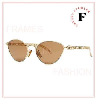 Pre-owned Gucci Chain 0977 Gold Brown Tiger Heart Detachable Charm Sunglasses Gg0977s 002