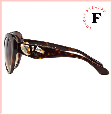 Pre-owned Prada Voice 26q Havana Brown Jewel Butterfly Runway Sunglasses Pr26qs Authentic
