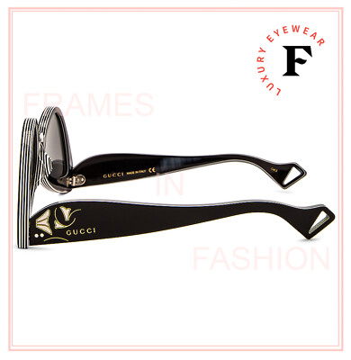 Pre-owned Gucci Inverted 0874 Black White Stripe Mirrored Runway Sunglasses Gg0874s 003 In Silver