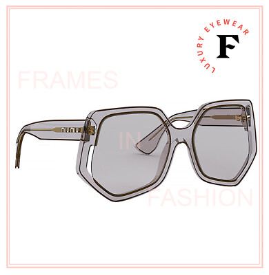 Pre-owned Miu Miu Collection 07v Translucent Gray Geometric Oversized Sunglasses Mu07vsa