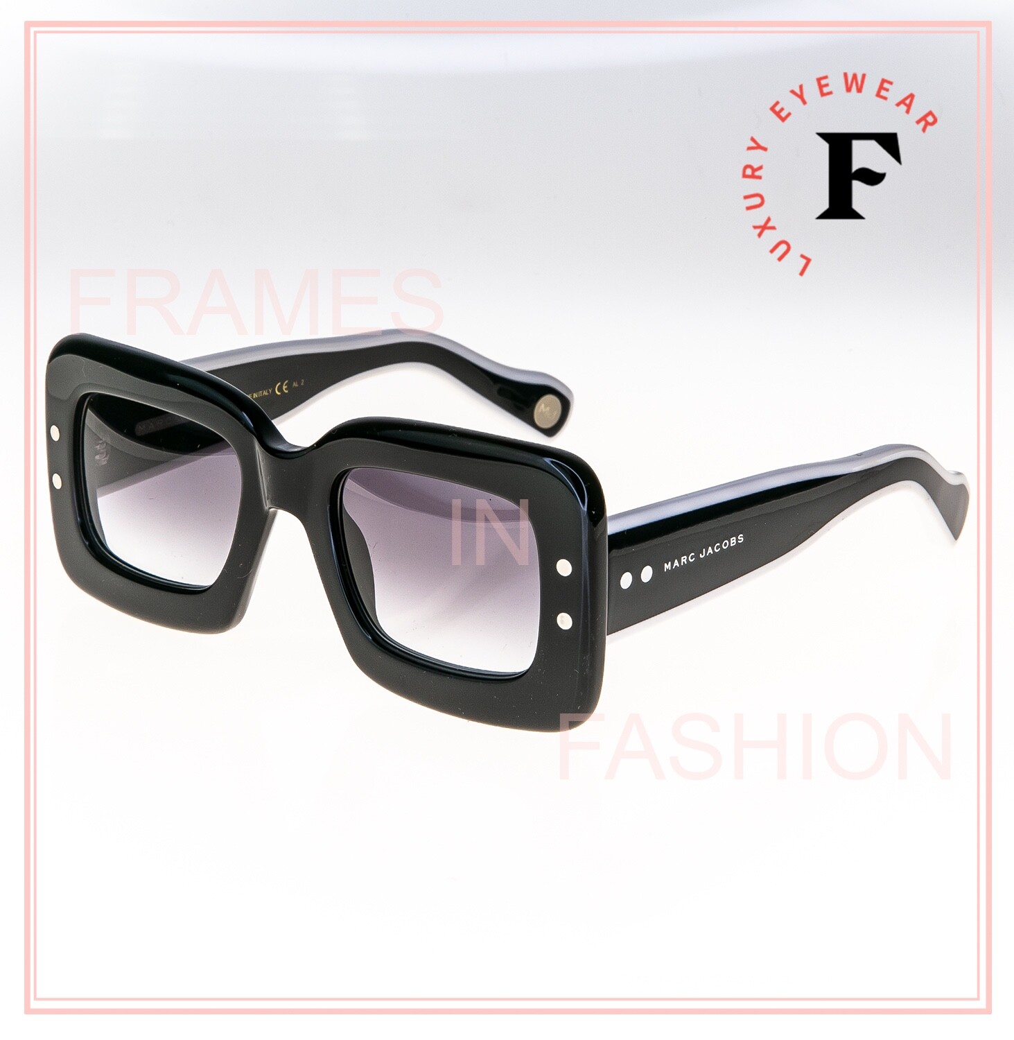 Pre-owned Marc Jacobs 501 Fashion Show Style White Black Stripe Line Mj501s Sunglasses In Gray