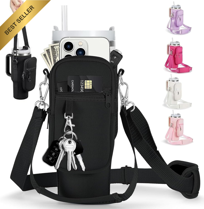 Water Bottle Carrier Bag Compatible for Stanley Cup 40/30Oz with Adjustable Shou
