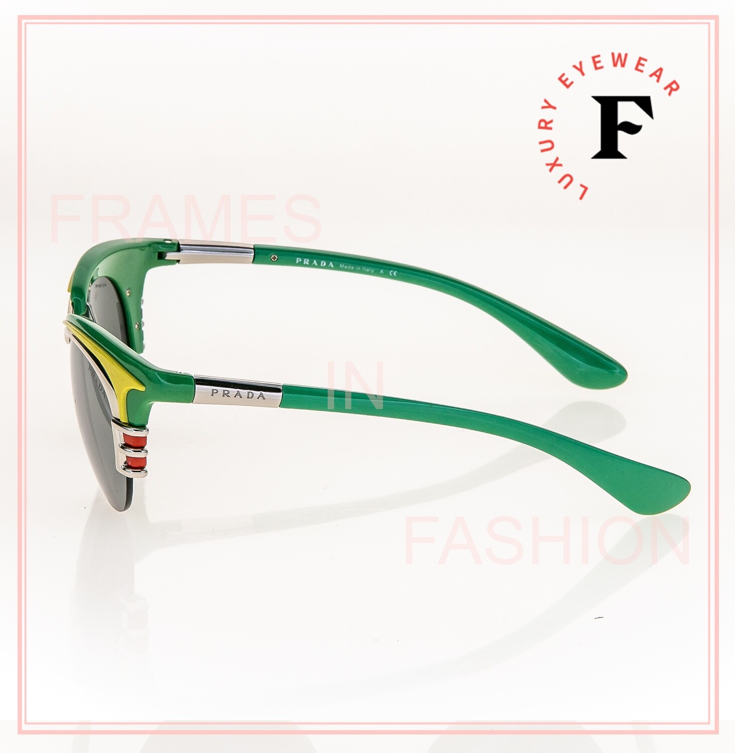 Pre-owned Prada Dixie Oval Retro Pr60os Green Yellow Silver Mirror 60o Fashion Sunglasses